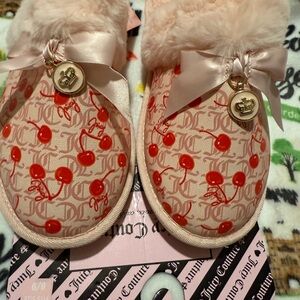 Juicy Couture Cherry Slippers Size L 8/9 Women